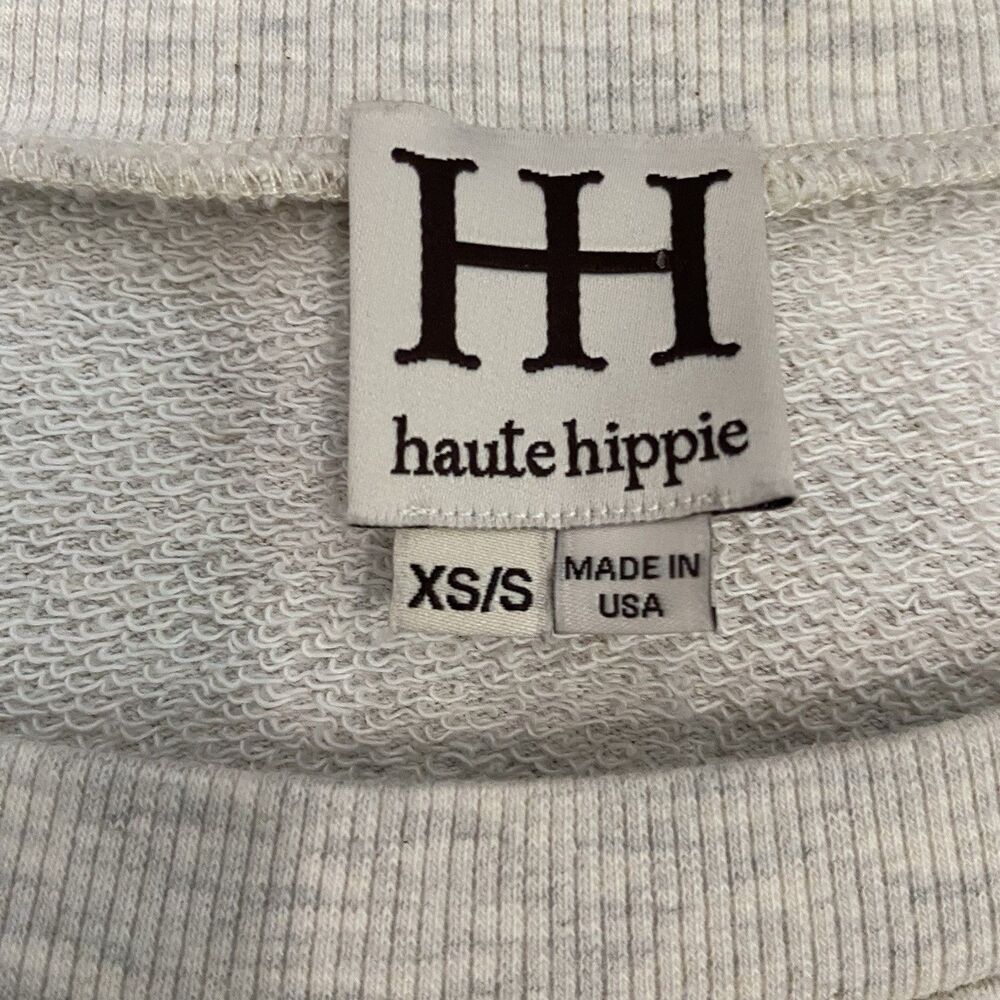 Haute Hippie Pullover Sweatshirt Longhorn Cow Skull Oatmeal Cream/Gold Size XS/S - Picture 4 of 9